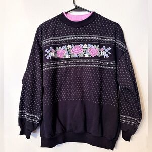 Vintage 90s AOP floral crewneck sweatshirt with pink collar Artisan’s
